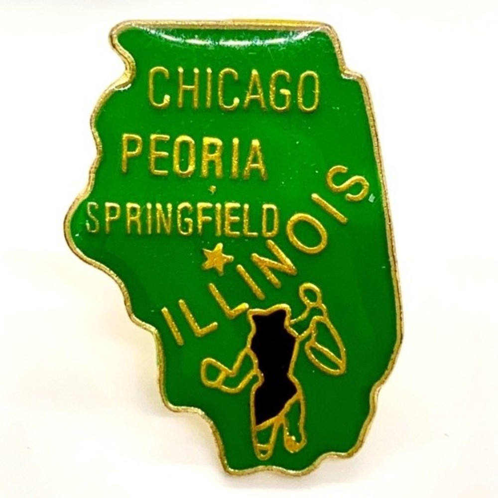 State of Illinois Chicago‎ Peoria Springfield Pin Button Badge Lapel Pin Hat Pin